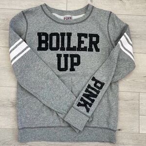 PINK Victoria's Secret Purdue Boilermakers Boiler Up Gray Sweatshirt
